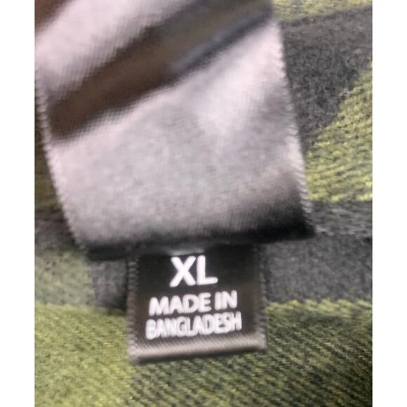 Burnside Shirt Men XL Army Green Button Down Long Sleeve Chest Pockets Plaid - Picture 5 of 10